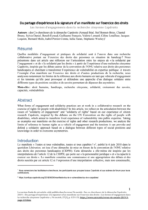 Couverture ou première page : Du partage d’expérience à la signature d’un manifeste sur l’exercice des droits